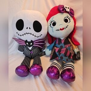 RARE! DISNEY Nightmare Before Christmas Jumbo Jack, Sally 30" Plush Set of 2 NWT